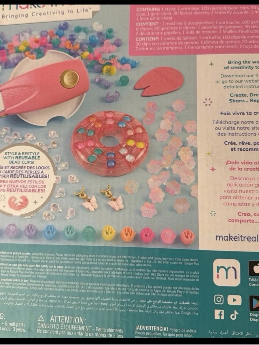 Source Unknown Pink Hair Styling Set with Multicolor Bead Clips